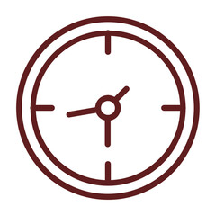 Clock Vector Line Maroon Icon Design