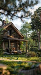 Fototapeta premium Charming Rustic Home. A cozy and inviting countryside retreat.
