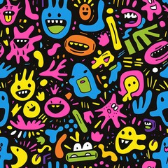 a colorful monster seamless pattern