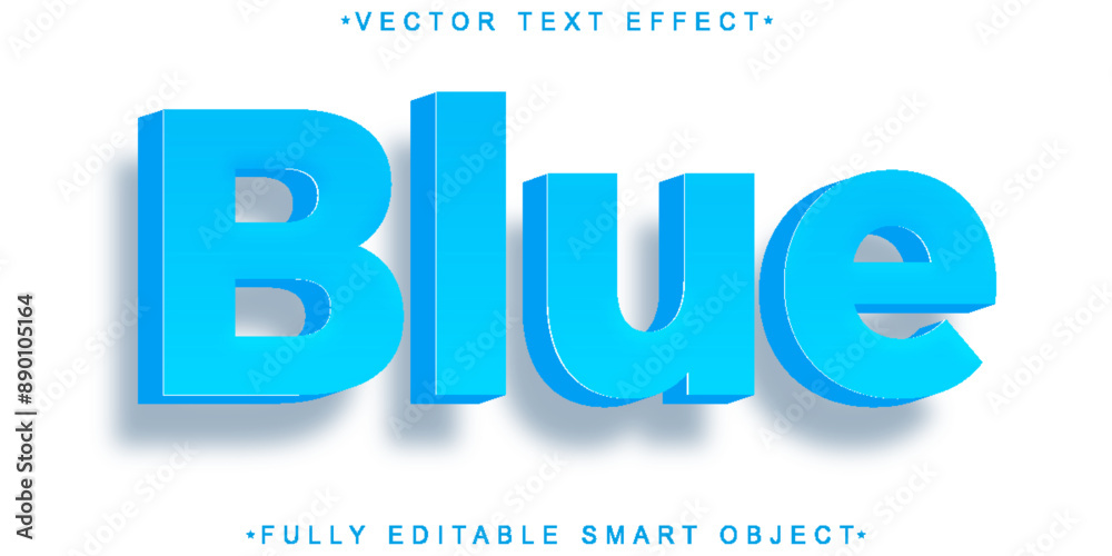 Sticker blue vector fully editable smart object text effect