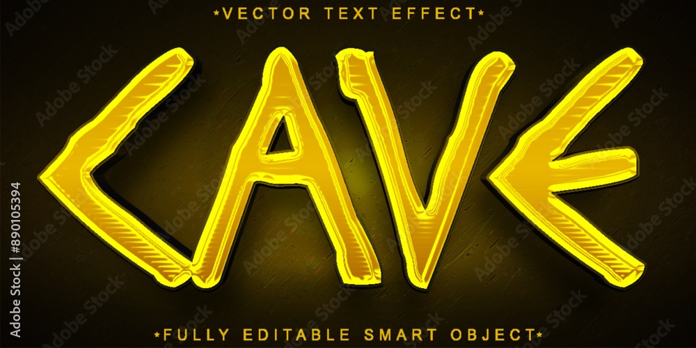 Poster shiny orange cave writing vector fully editable smart object text effect