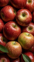 Freshly picked red apples forming a delicious background