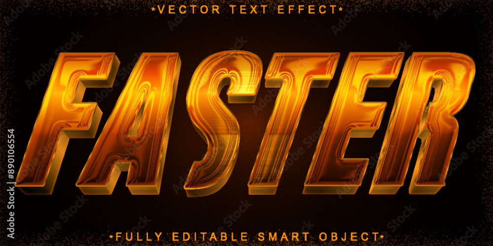 Poster orange faster vector fully editable smart object text effect