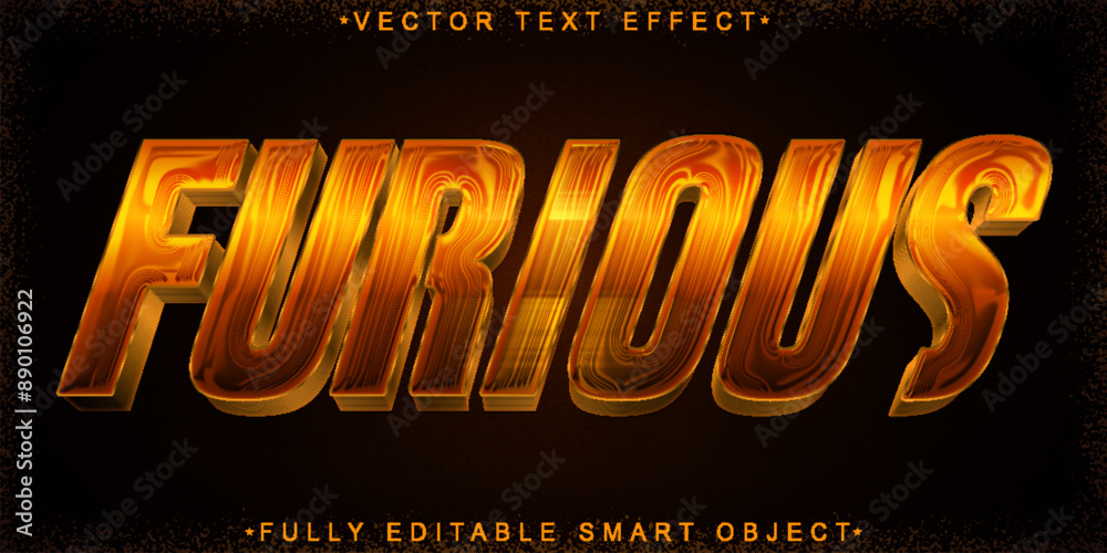 Poster orange shiny furious action vector fully editable smart object text effect