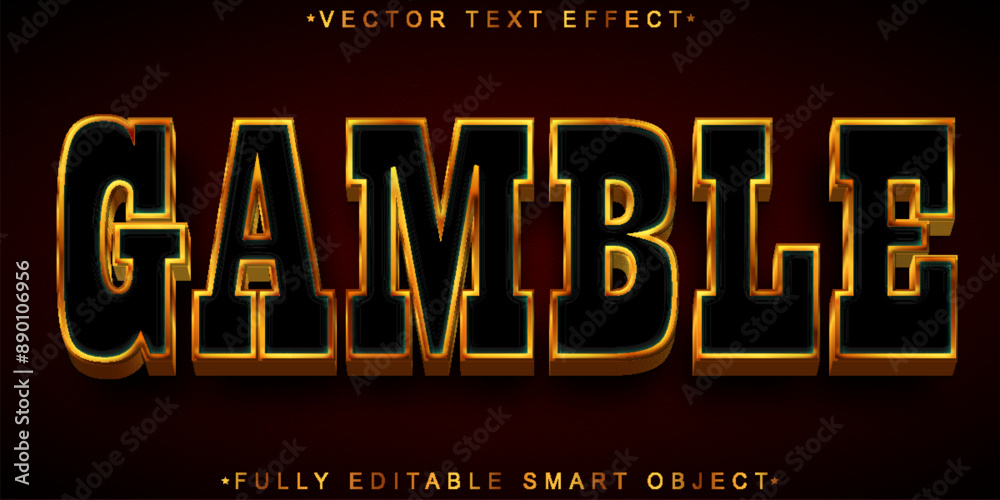 Poster gamble vector fully editable smart object text effect