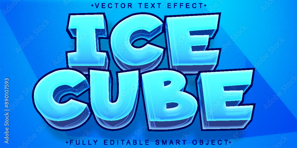 Poster blue ice cube vector fully editable smart object text effect