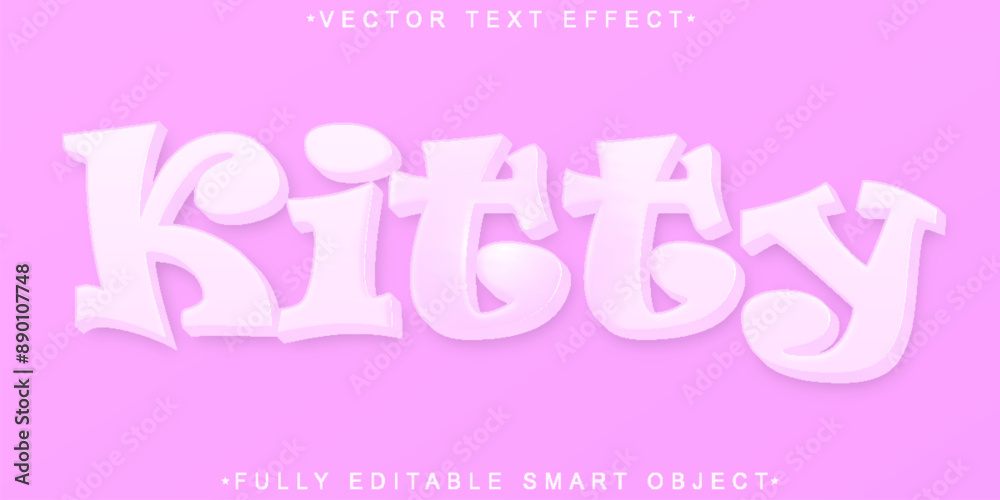 Poster soft kitty vector fully editable smart object text effect