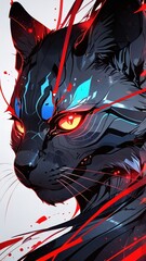 Gorgeous cat. Illustration, digital art. 