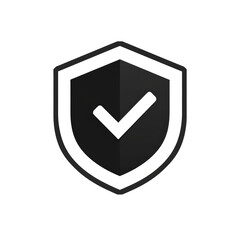 shield protection icon with check mark sign, security shield checked icon black