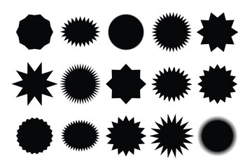 Collection of trendy retro Red, black stars shapes. Sunburst design elements set. Bursting rays clip art. Red sparkles. Best for sale sticker, price label, quality sign. Isolated on white.
