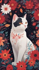 Gorgeous cat. Illustration, digital art. 