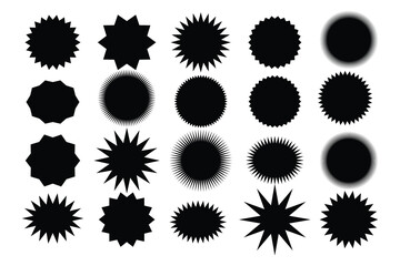 Star burst sticker vector set. Stars collection. Star icons. Starburst flower sale badge. Star blank label, stickers emblem. Shine symbol illustration. Sun ray frames, quality signs, sale icon