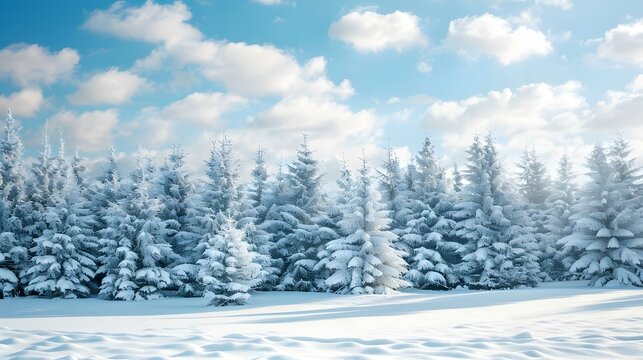 Beautiful winter landscape with snow-covered trees