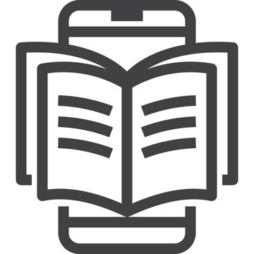 recommend clip art: Simple vector book on mobile outline icon on white background
