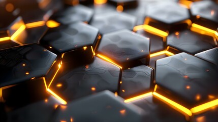 Obraz premium Hexagonal abstract metal background with light