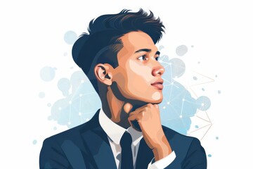 Side profile of a young man in suit confident and modern illustration detailed and vibrant artwork