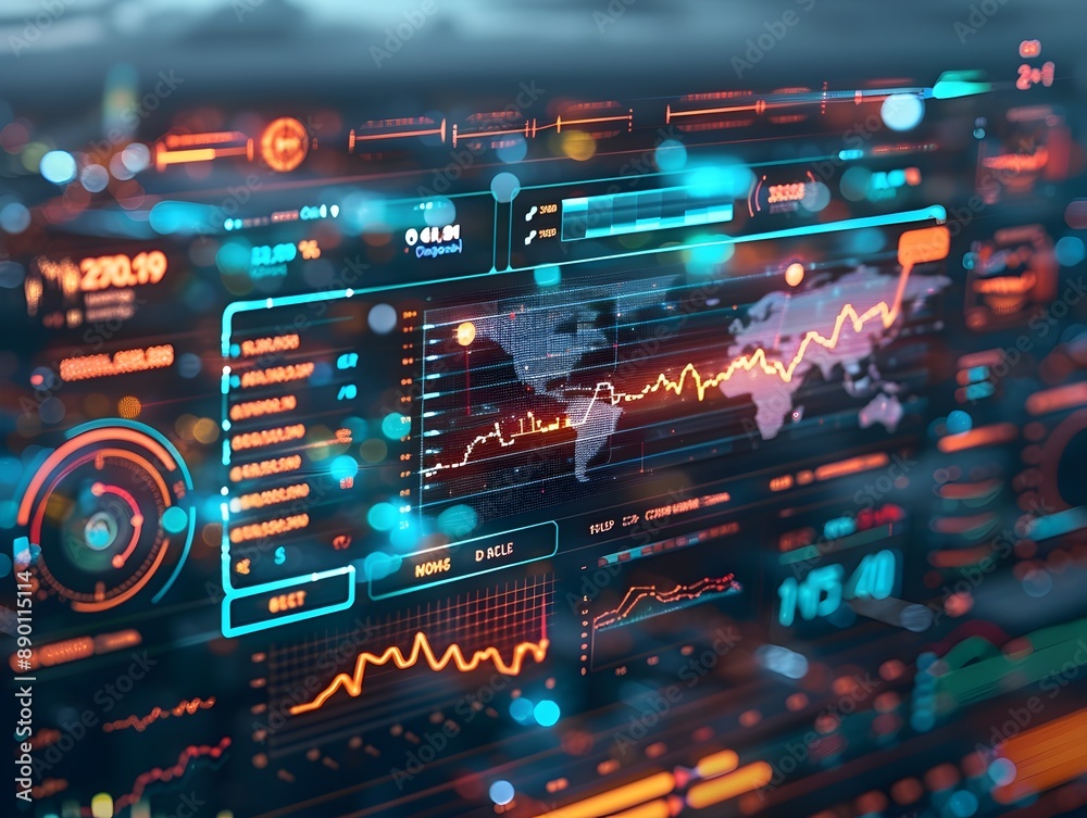 Poster interactive cloud based data dashboard with real time analytics for business and finance insights