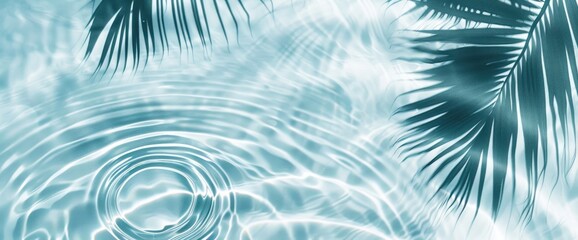 Peaceful Water Ripples with Palm Leaves