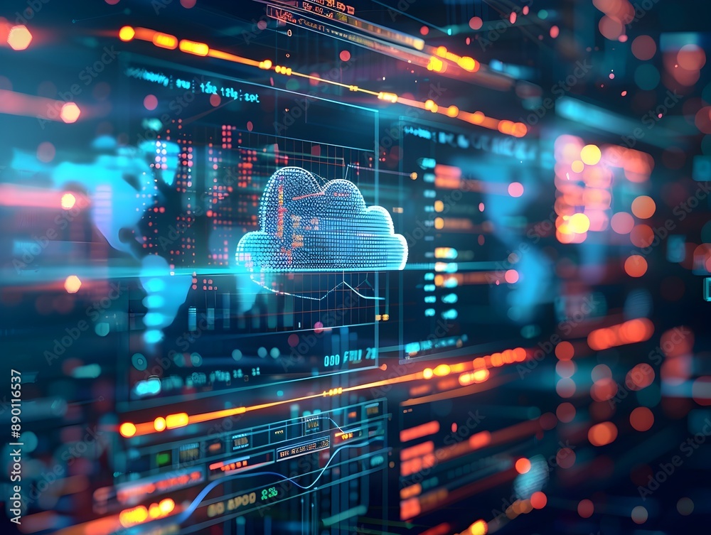 Poster real time data analytics dashboard in cloud computing environment showcasing business intelligence