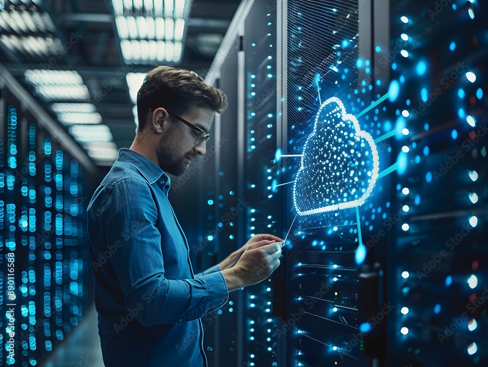 Poster it professional configuring cloud infrastructure resources in high tech environment