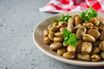 delicious Turkish snack boiled broad beans fava