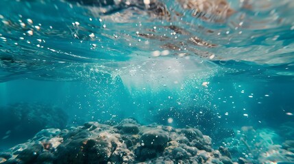 Blue water background underwater