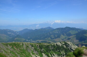 Fototapeta premium Slovakia mountain landscape with mountains and clouds, Chopok , High tatras