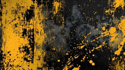 Abstract black and yellow background with grungy texture
