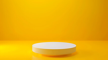 White podium pedestal on yellow background