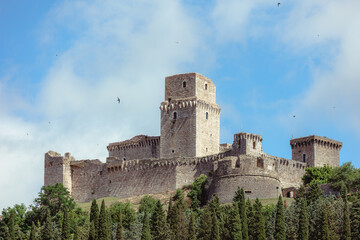 La Rocca Maggiore Or Large Fort in historic town Assisi, Umbria, Italy