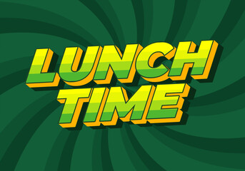 Lunch time. Text effect in 3D style with good colors