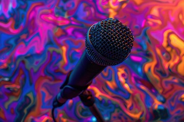 Microphone on colorful abstract background