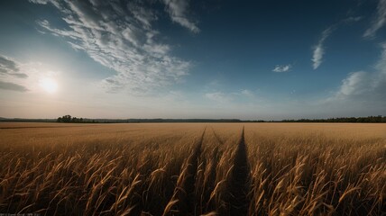 Obraz premium sunset over field, Field and skyscape photographs, high definition clear, wallpaper