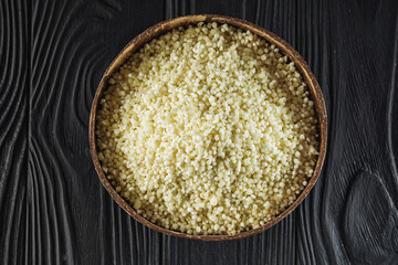 Indian sago starch cereal on a rustic background