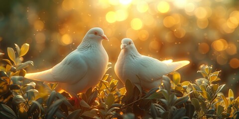 International Day of Peace white doves and olive branches, September 21st