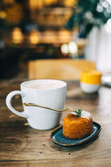 A morning cup of coffee and a deliciously crumbly cake