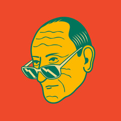 Old man face avatar illustration graphic design 1