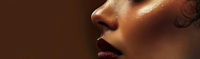 Fototapeta premium Close-Up of Glossy Dark Red Lips