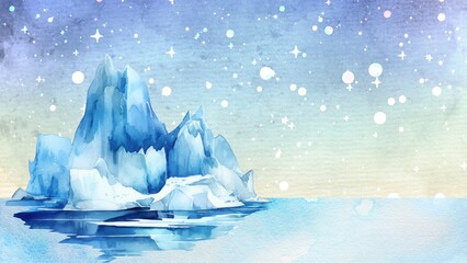 watercolor illustration of an iceberg in the sea © Ira
