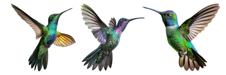 Obraz premium Set of Elegant hummingbird isolated on transparent background