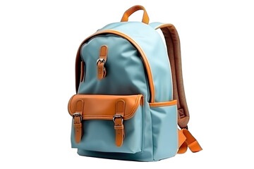 A Sky Blue Backpack Ready for Adventure on a Clear PNG or White Background.
