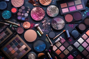 Variety of Makeup Palettes and Brushes