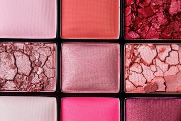 Fototapeta premium Close-Up of Glittery Pink Eyeshadow Palette