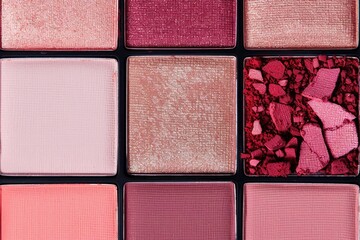Fototapeta premium Close-Up of Glittery Pink Eyeshadow Palette