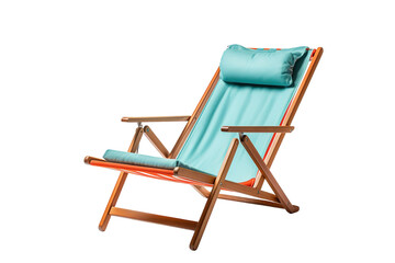A Classic Wooden Beach Chair, Awaiting Relaxation Under The Summer Sun on a Clear PNG or White Background.