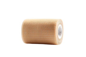 A Roll of Tan, Gridded Tape Ready for Use on a Clear PNG or White Background.