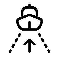 the ship moves away icon with line style, perfect for user interface projects