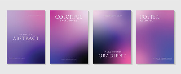 Pink purple blue gradient flyer background abstract colorful vector design template set
