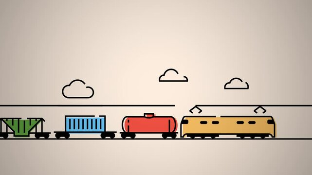 Animation of a freight train in motion