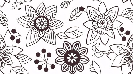 Seamless pattern intricate black and white mandala pattern